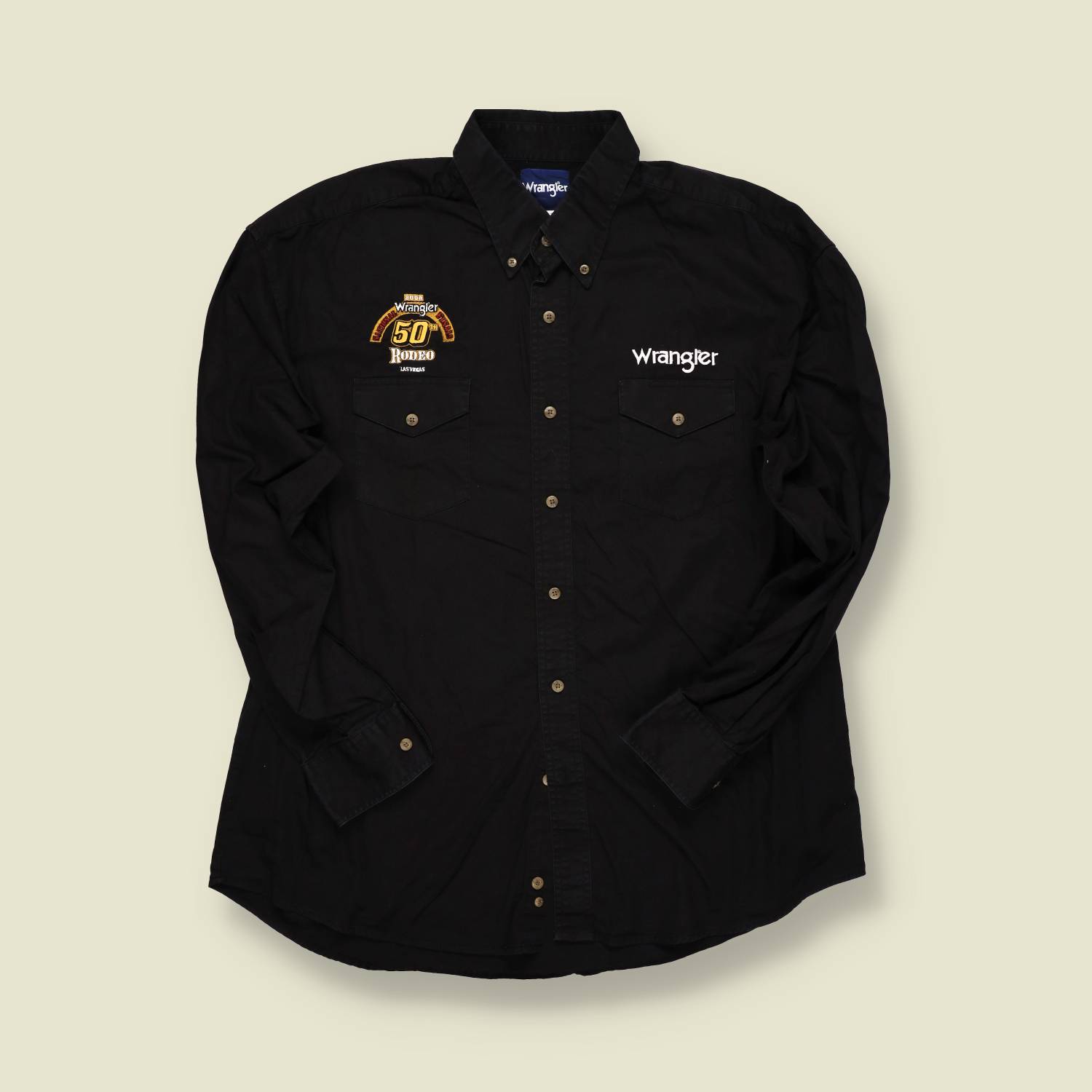 1990s–2000s | Wrangler | NFR 50th Anniversary Rodeo Shirt – Black - L/XL