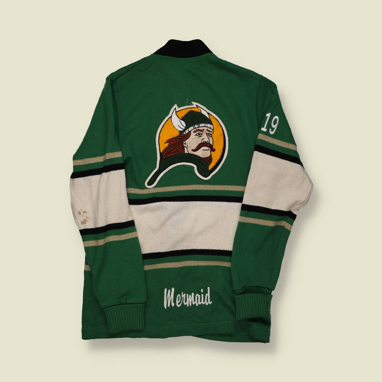 1970s | Coleman Sportswear | Varsity Cardigan – Green/White/Black - S