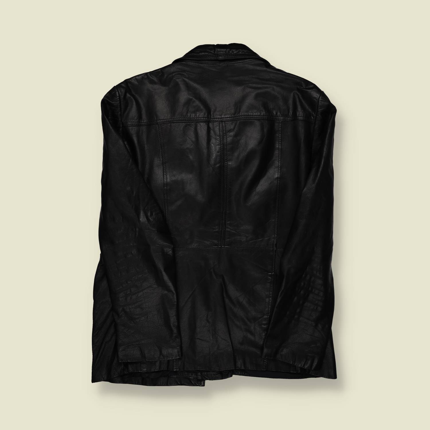 1970s | Echt Leder | Black Leather Car Coat – German - S