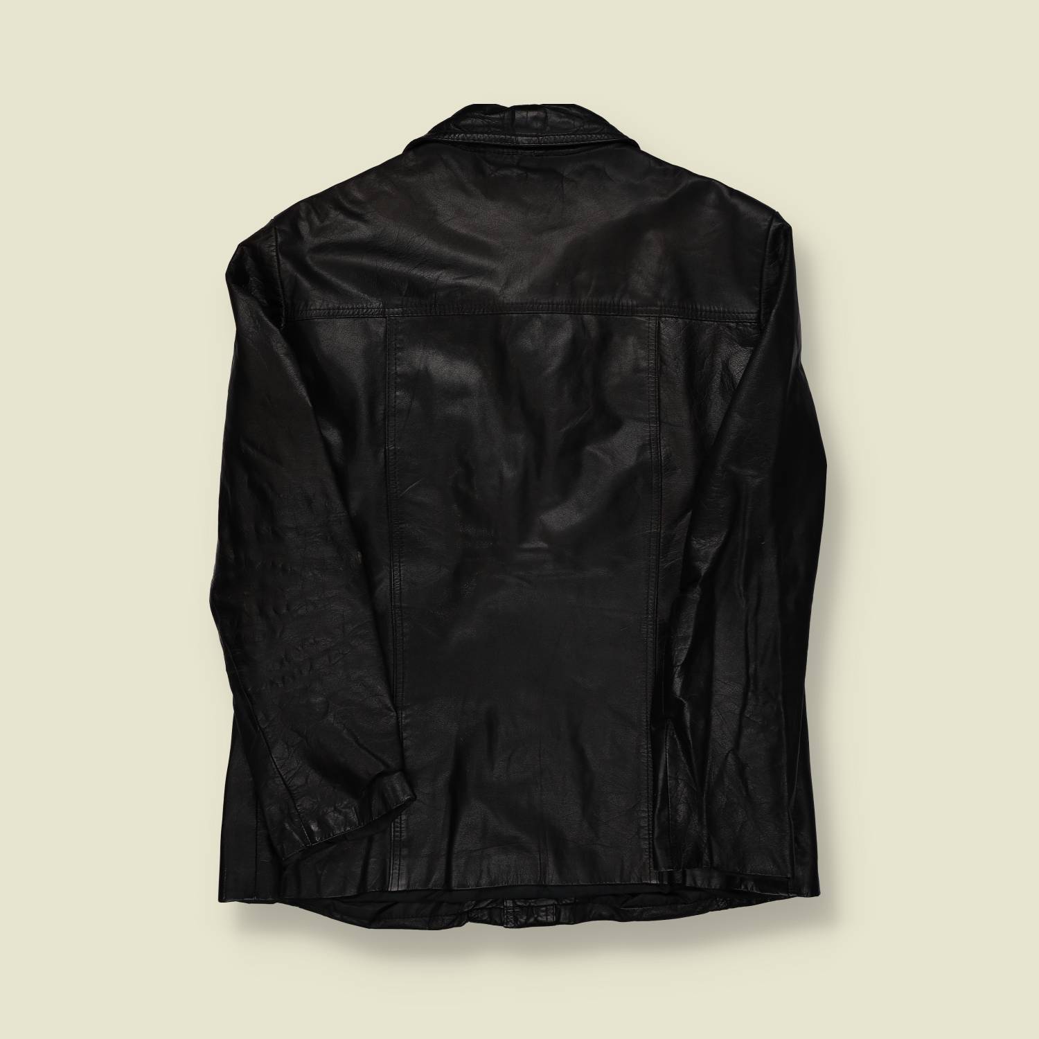 1970s | Echt Leder | Black Leather Car Coat – German - S