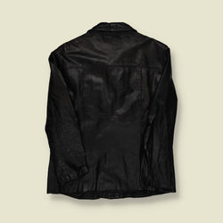 1970s | Echt Leder | Black Leather Car Coat – German - S