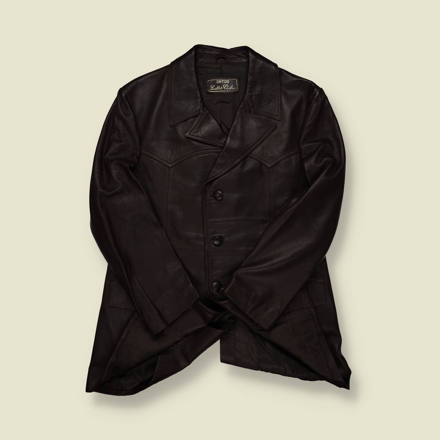 1970s | Antor Leather Clothes | Dark Brown Leather Car Coat - S