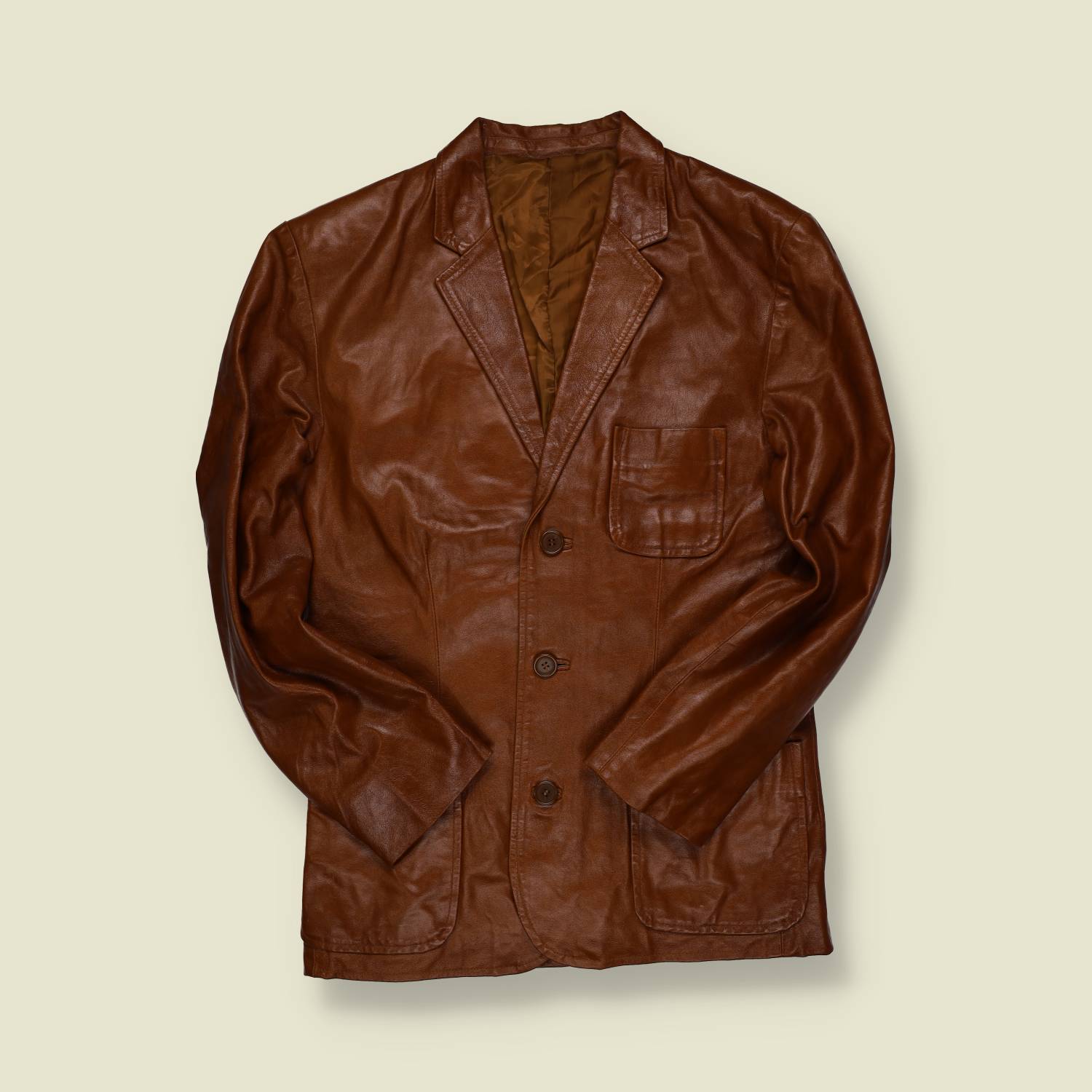 1970s | Unbranded | Brown Leather Blazer - S