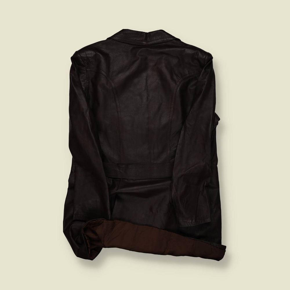 1970s | Unbranded | Dark Brown Double-Breasted Leather Coat - S/M