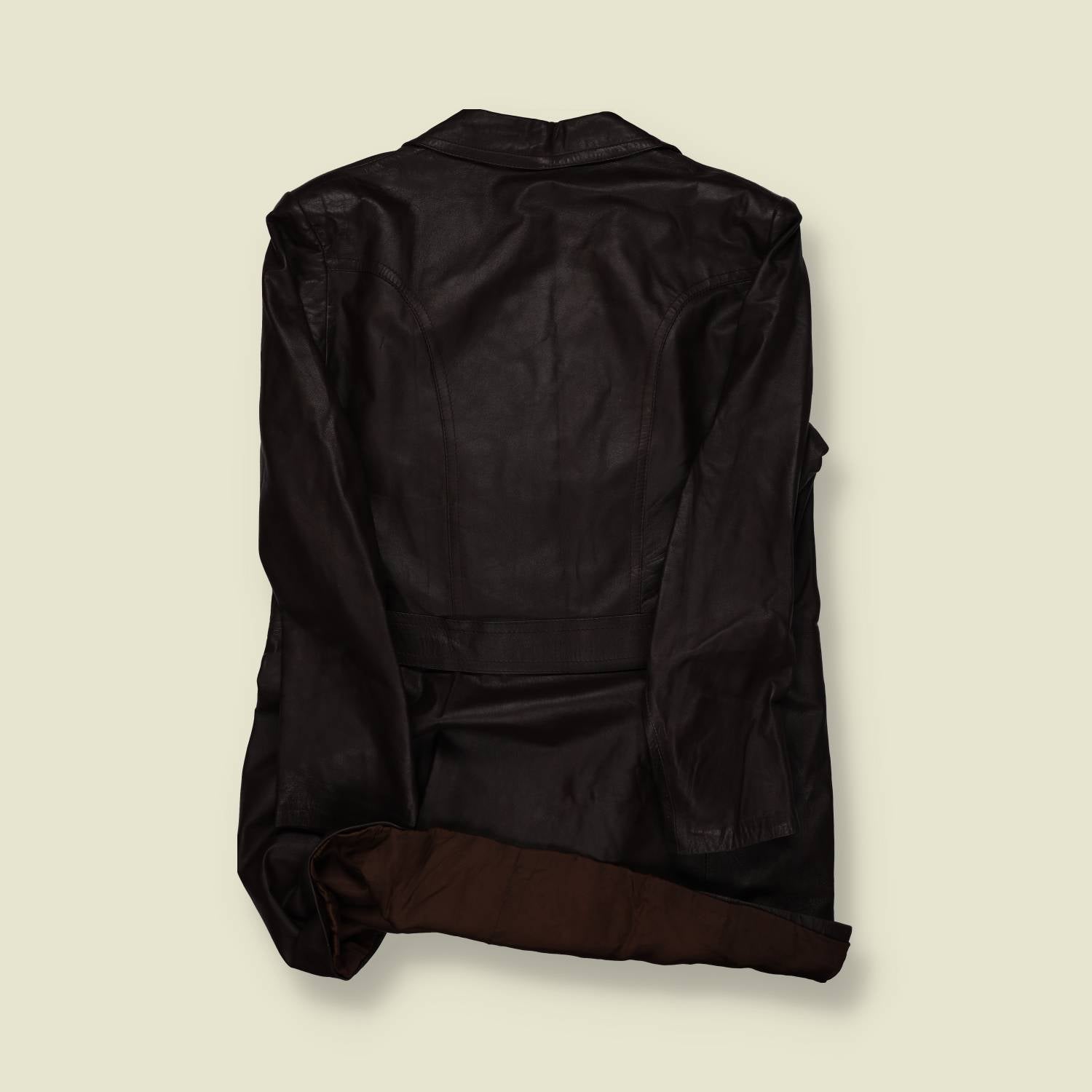 1970s | Unbranded | Dark Brown Double-Breasted Leather Coat - S/M