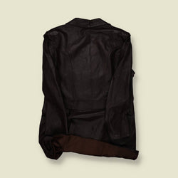 1970s | Unbranded | Dark Brown Double-Breasted Leather Coat - S/M