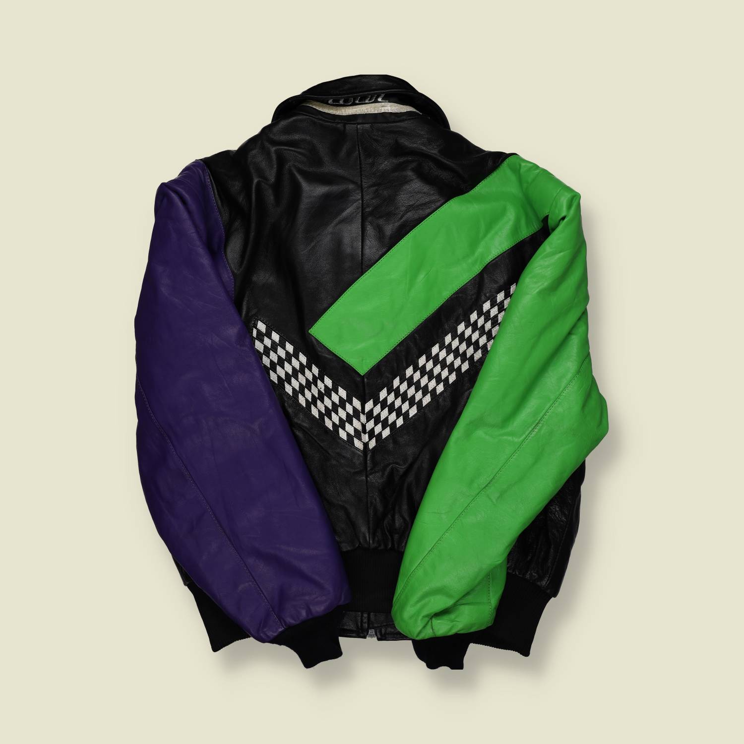 1980s–90s | Bristol Products | Leather Racing Jacket – Black/Green/Purple - L/XL