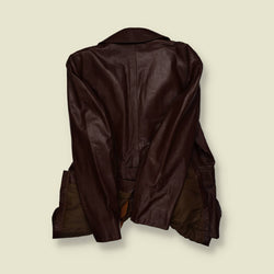 1970s | Gino Leathers | Brown Button-Front Leather Jacket – Faux Fur Lining - L
