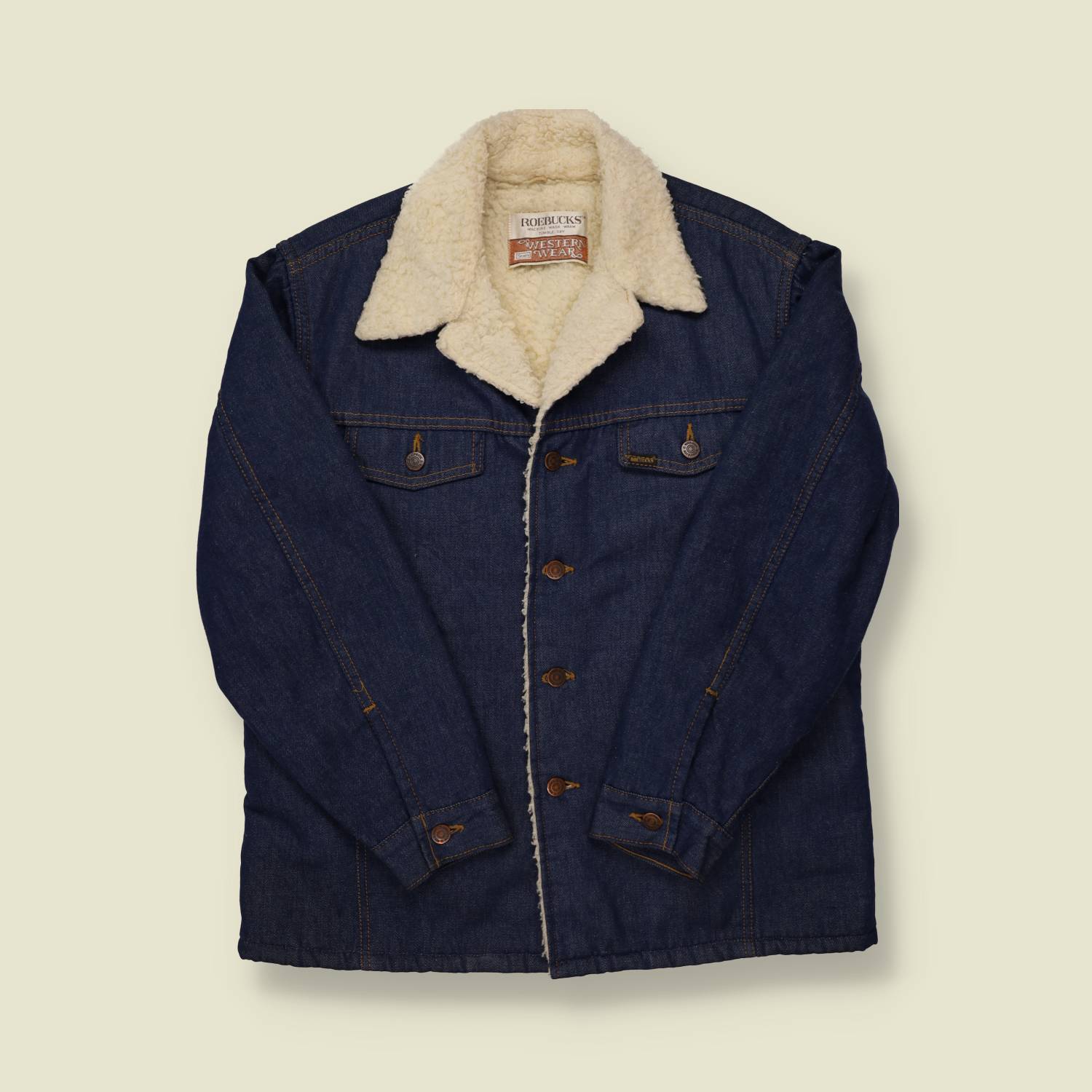 1970s Sherpa Lined Denim Coat - L