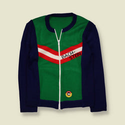 1970s | Dachstein | Wool Ski Zip Jumper | Green & Navy - XXS