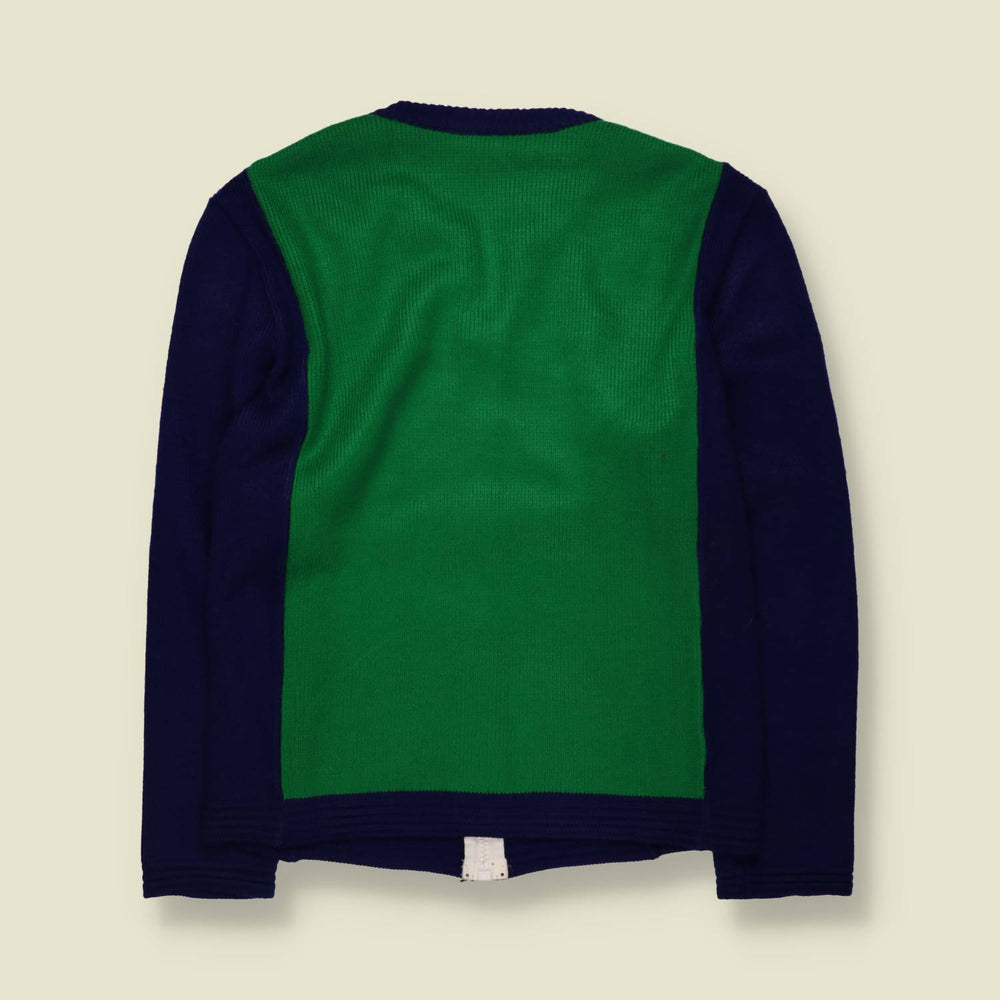 1970s | Dachstein | Wool Ski Zip Jumper | Green & Navy - XXS