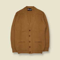 1970s | Dino Milano | Wool Blend Ribbed Cardigan | Camel - S