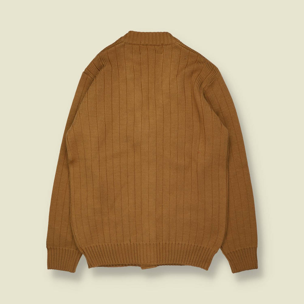1970s | Dino Milano | Wool Blend Ribbed Cardigan | Camel - S