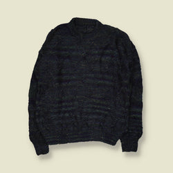 1970s | Wool Cable Knit Jumper | Dark Green Marl - L