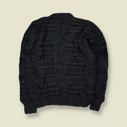 1970s | Wool Cable Knit Jumper | Dark Green Marl - L