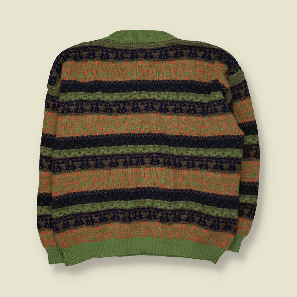 1980s | Wool Blend Fair Isle Jumper | Green Multi - XXL
