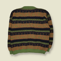 1980s | Wool Blend Fair Isle Jumper | Green Multi - XXL