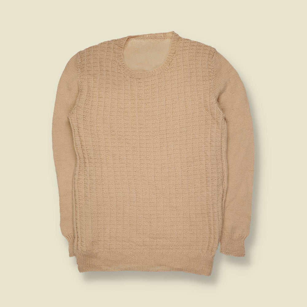 1970s | Wool Textured Knit Jumper | Stone - XXS