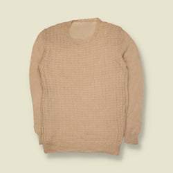 1970s | Wool Textured Knit Jumper | Stone - XXS