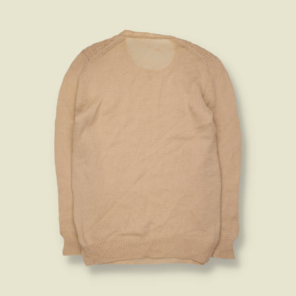 1970s | Wool Textured Knit Jumper | Stone - XXS
