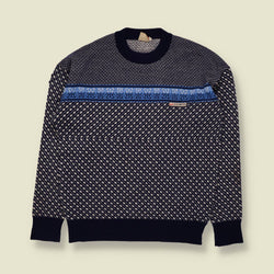 1970s | Pull Dolomiten | Wool Acrylic Ski Jumper | Navy & White - S