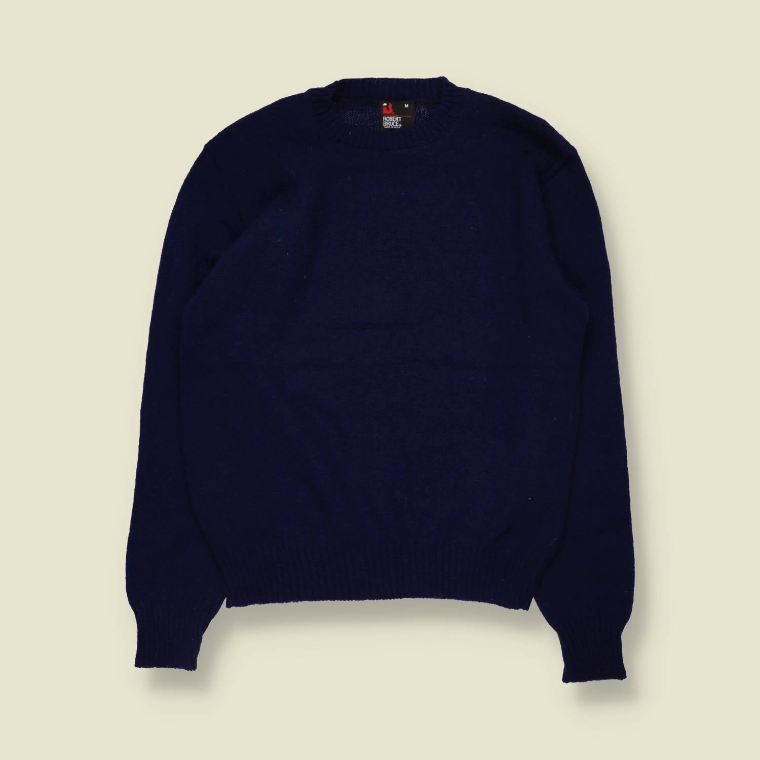1970s | Robert Bruce | Wool Crew Neck Jumper | Navy - S