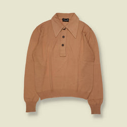 1970s | T Davide | Wool Blend Knit Polo | Camel - XS