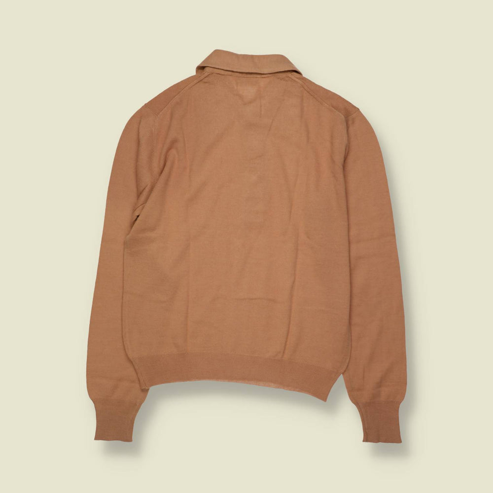 1970s | T Davide | Wool Blend Knit Polo | Camel - XS
