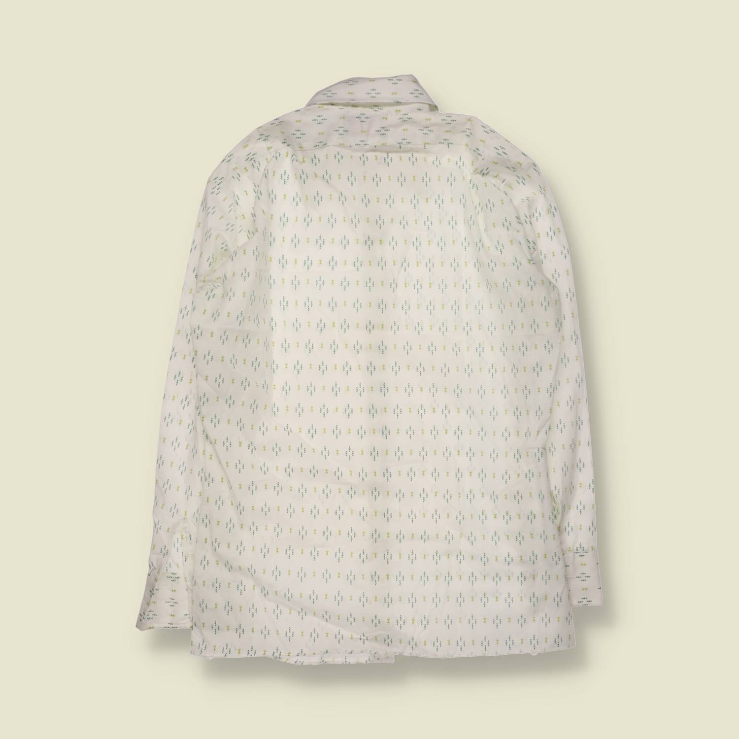 1970s | Fuzz | Poly Cotton Printed Long Sleeve Shirt | White Multi - M