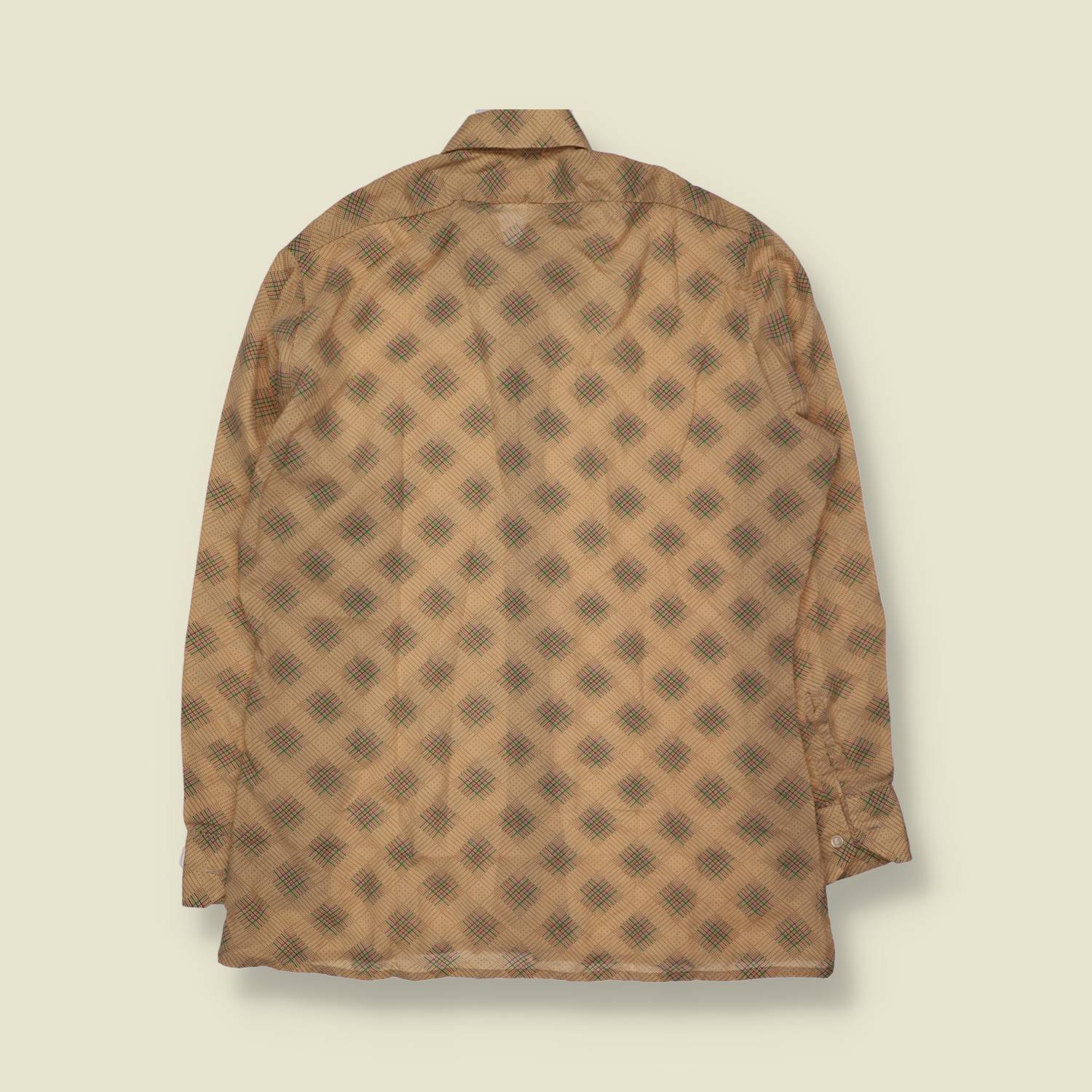 1970s | Trend | Cotton Blend Printed Long Sleeve Shirt | Tan Multi - XL