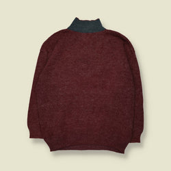 1980s | Novelty Howling Wolf Jumper | Burgundy - XL