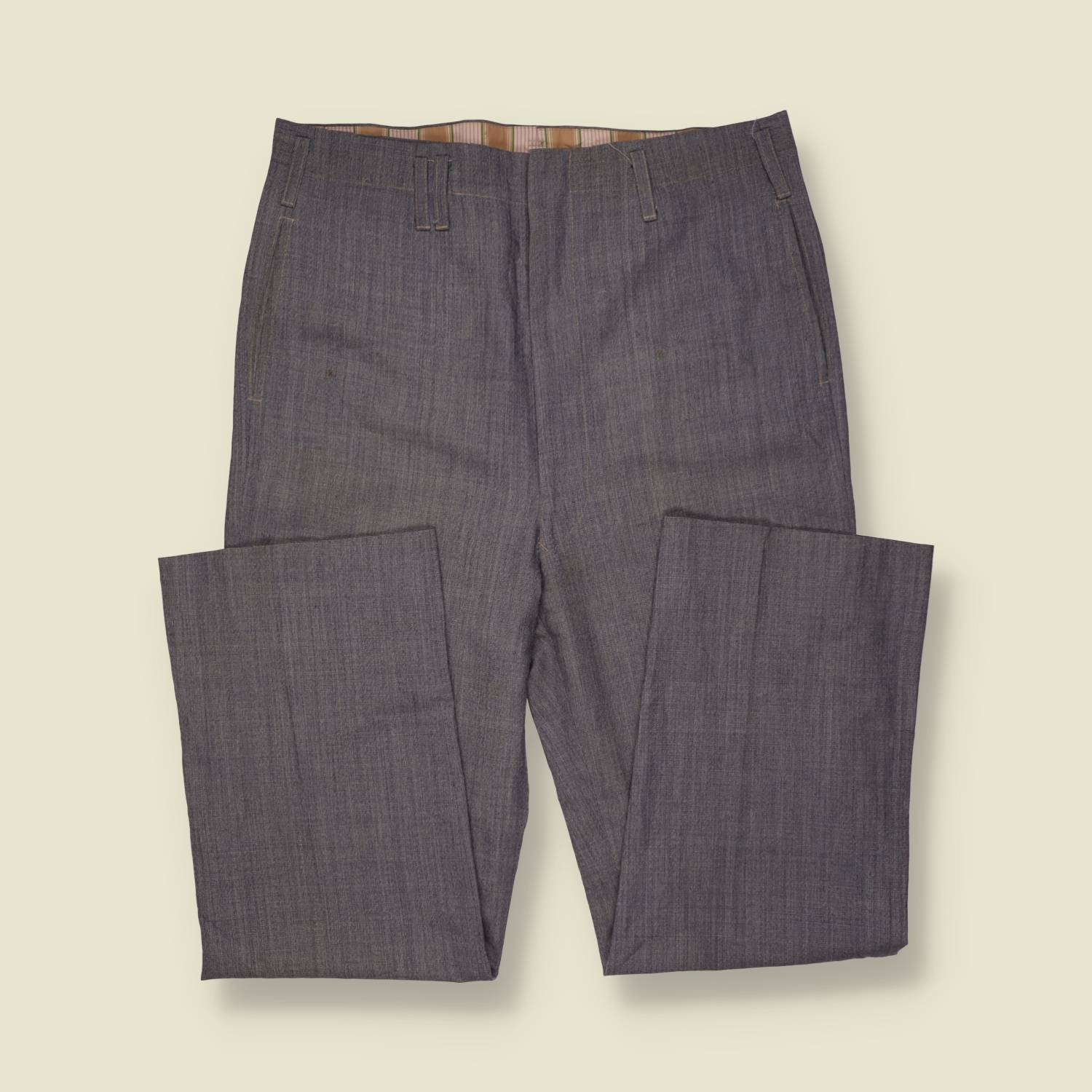 1970s | Wool Poly Blend Tailored Trousers | Grey - w32