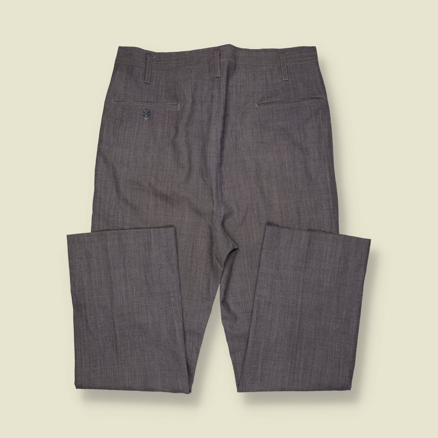 1970s | Wool Poly Blend Tailored Trousers | Grey - w32