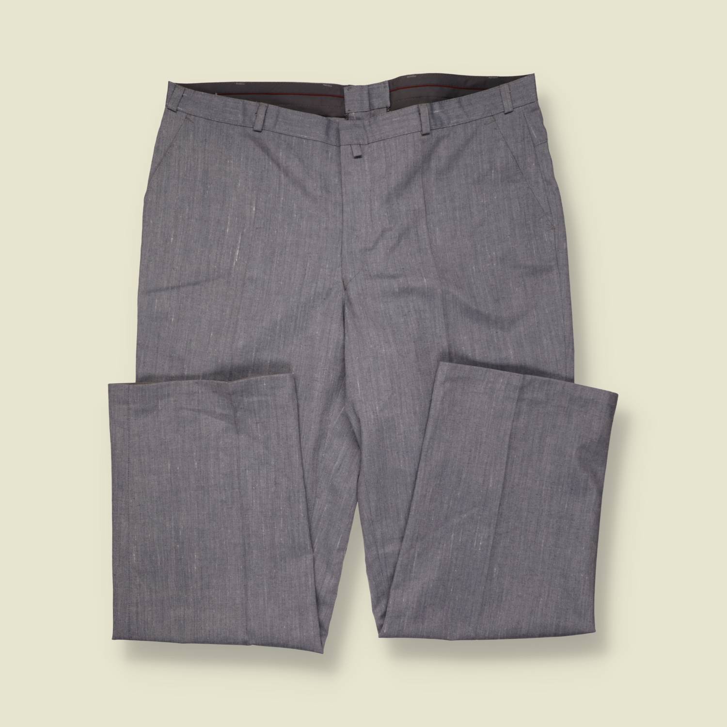 1970s | Wool Poly Blend Pinstripe Trousers | Grey - w38