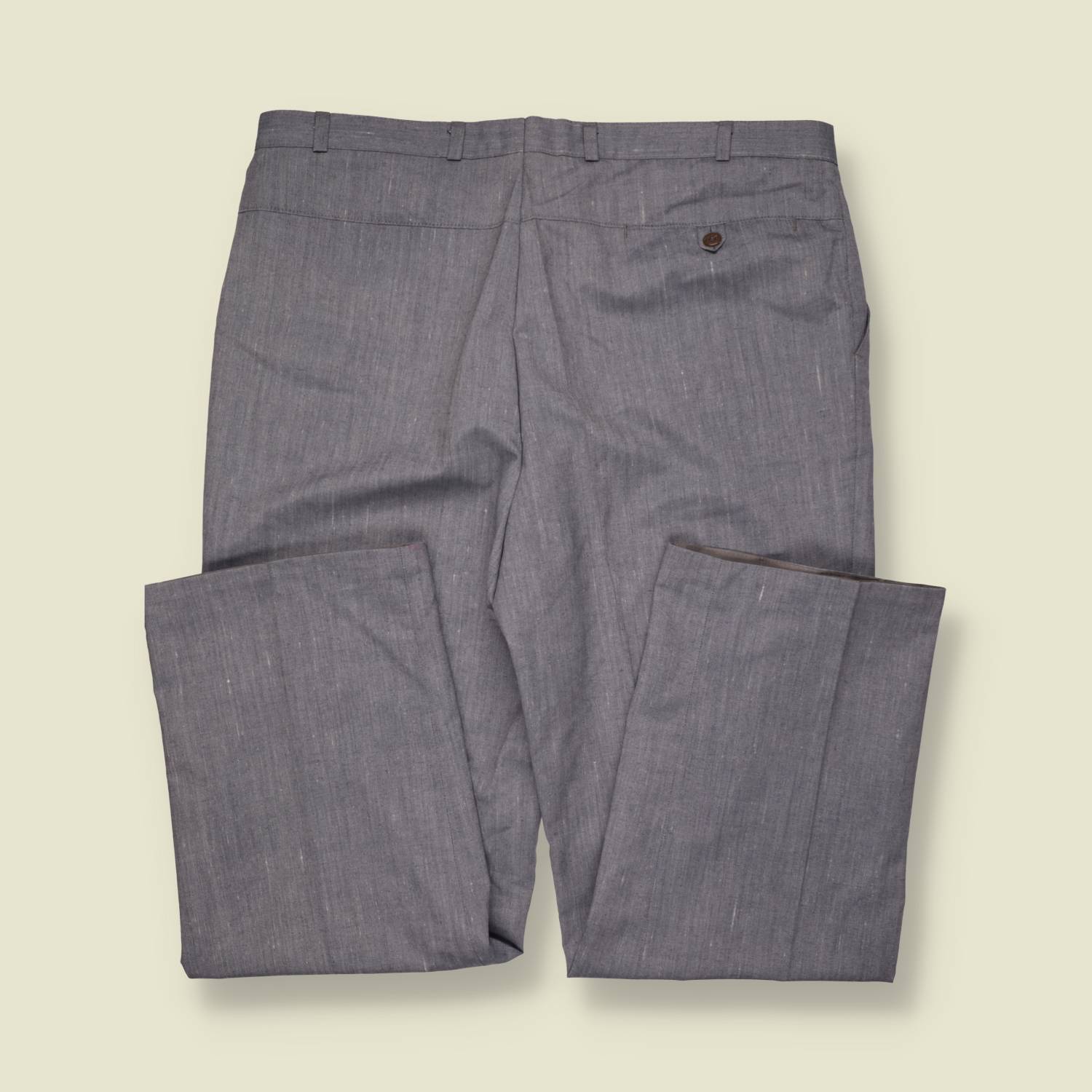 1970s | Wool Poly Blend Pinstripe Trousers | Grey - w38