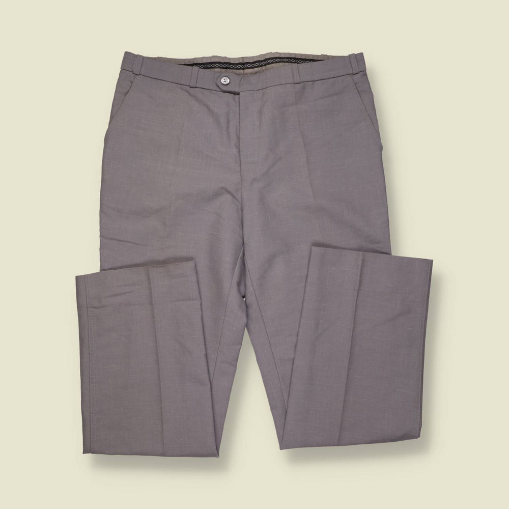 1970s | Mad Men | Wool Poly Blend Trousers | Grey - w36