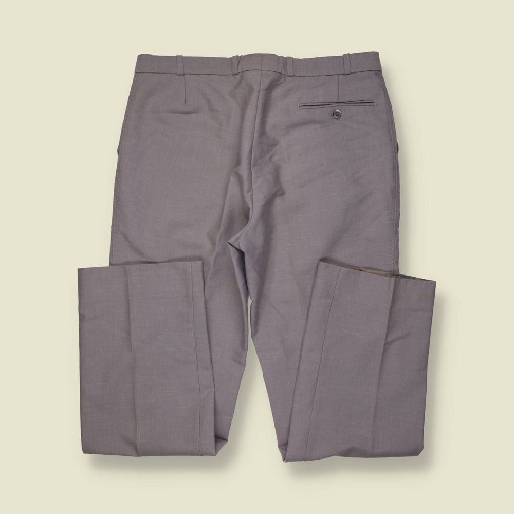 1970s | Mad Men | Wool Poly Blend Trousers | Grey - w36