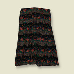 1970s | Poly Blend Skirt | Black Floral - w30
