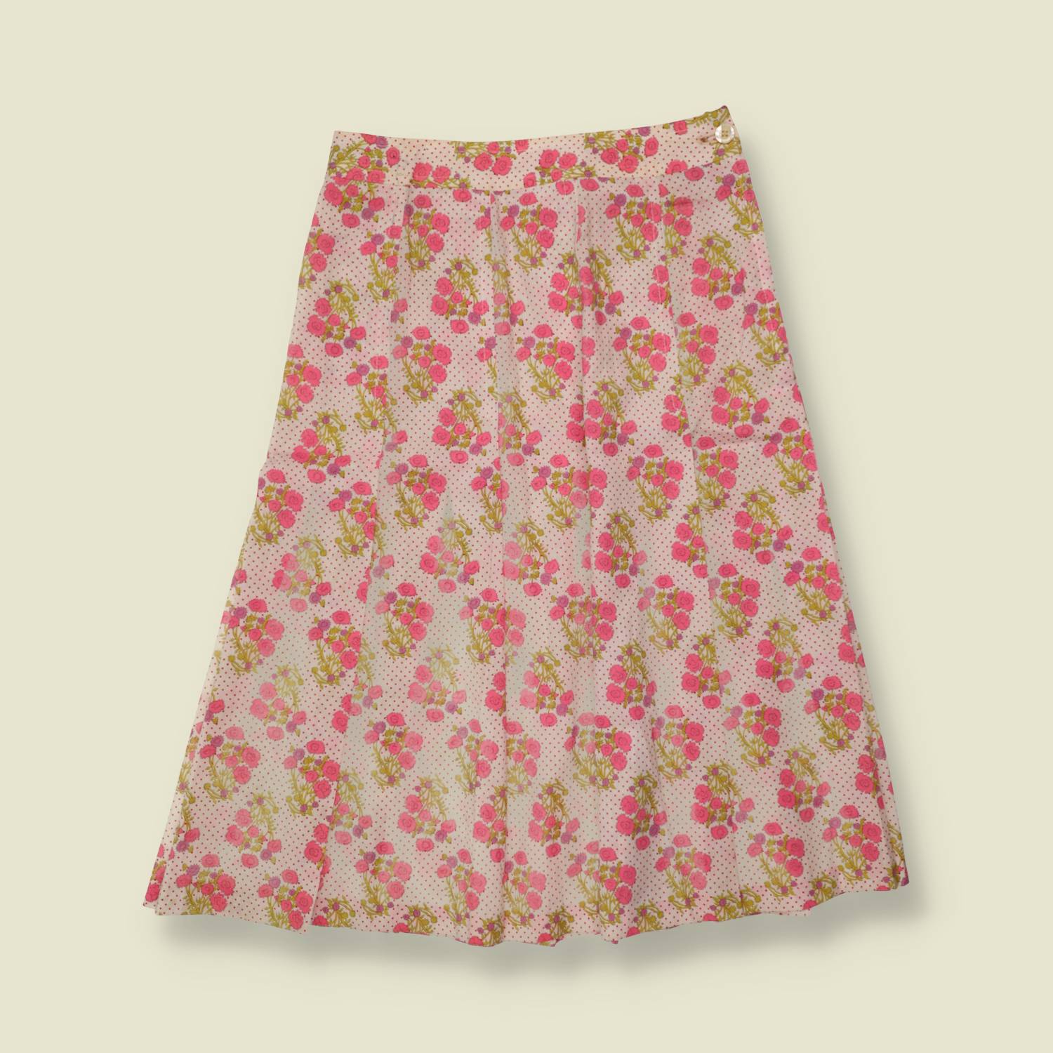 1970s | Cotton Skirt | Pink Floral - w26