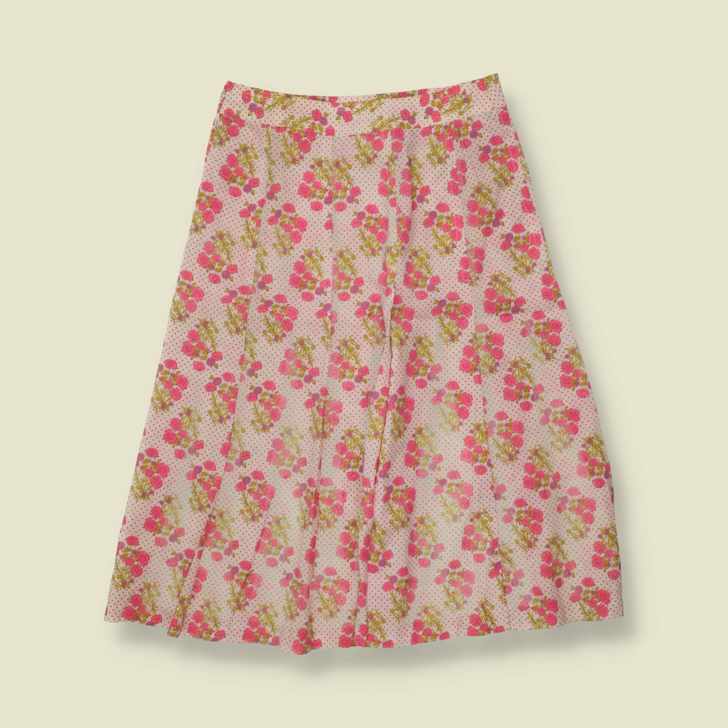 1970s | Cotton Skirt | Pink Floral - w26