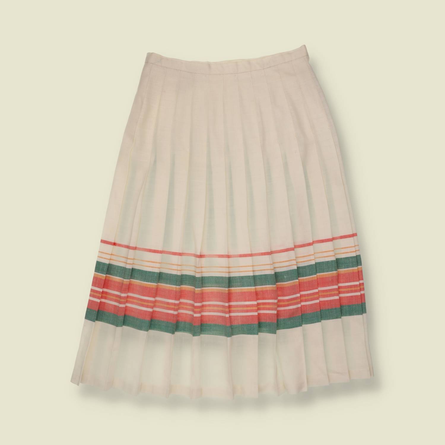 1970s | Cotton Blend Skirt | Cream Stripe - w26