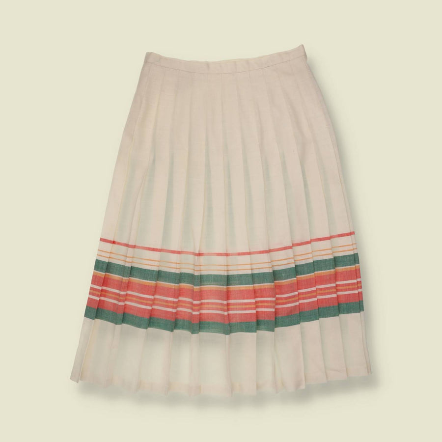 1970s | Cotton Blend Skirt | Cream Stripe - w26