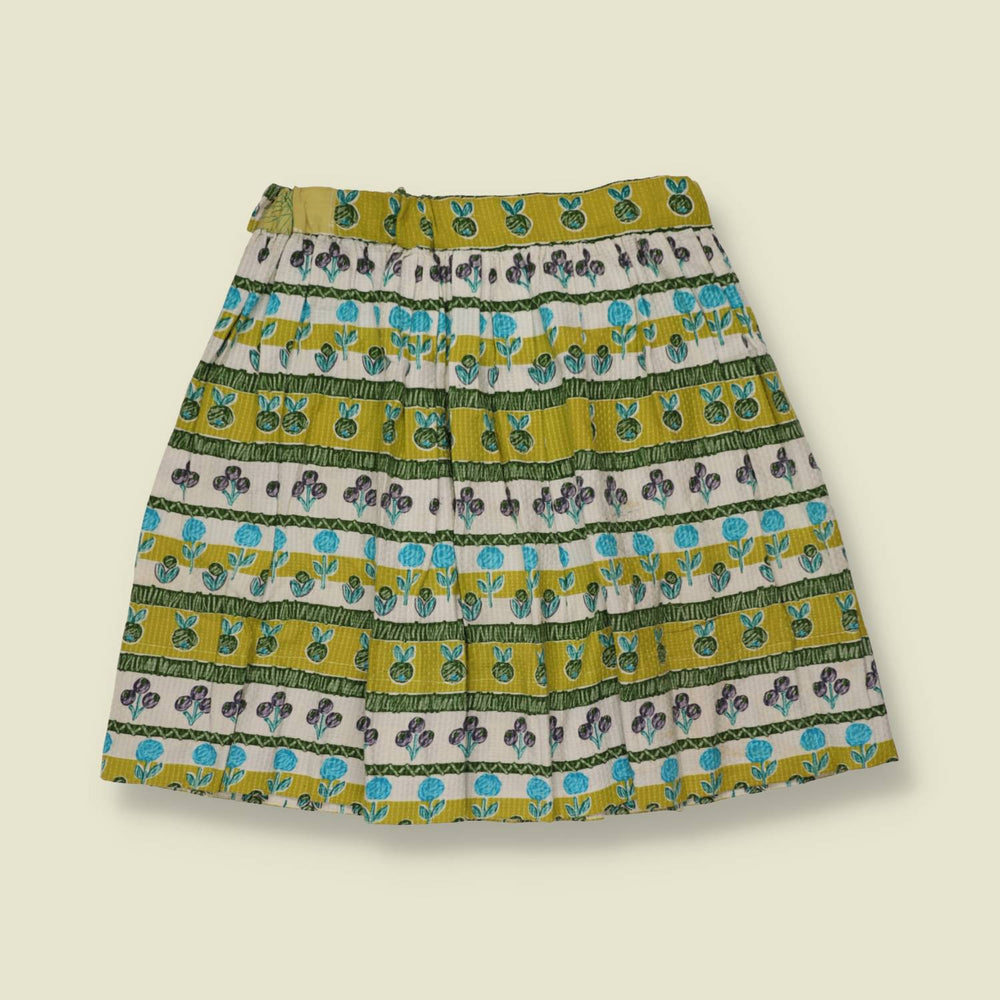 1950s | Cotton Skirt | Green & Blue - w26