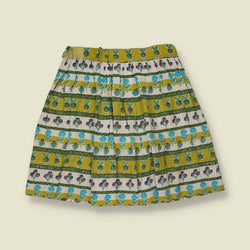 1950s | Cotton Skirt | Green & Blue - w26