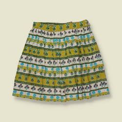 1950s | Cotton Skirt | Green & Blue - w26