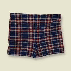 1960s | Polyester Shorts | Blue Tartan - 32"