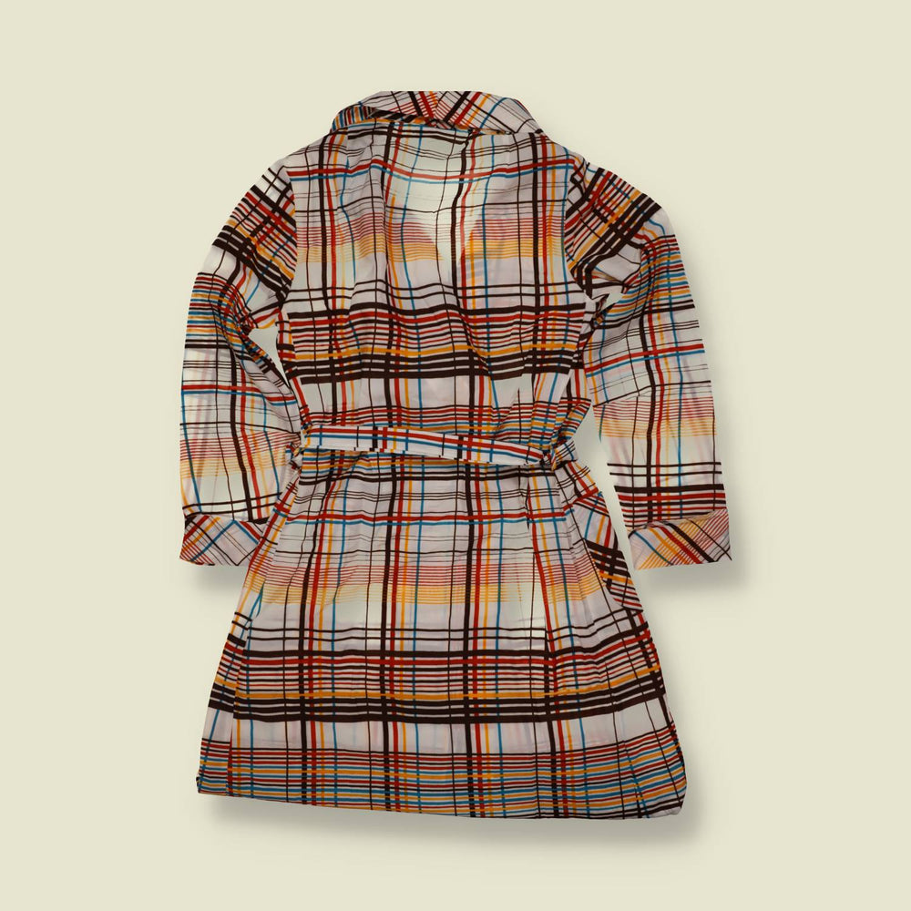 1970s | Deadstock Print Dress | White Multi Check - 4