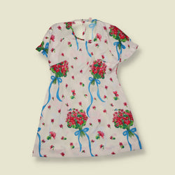 1960s | Polyester Dress | White & Red Floral - 8