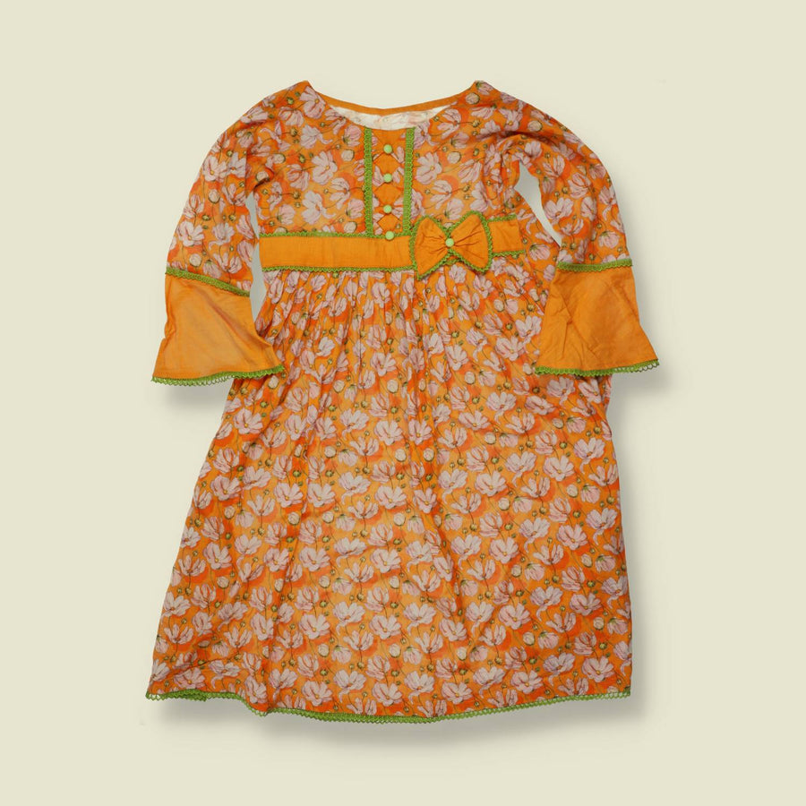 1970s | Prairie Dress | Orange Floral - 6