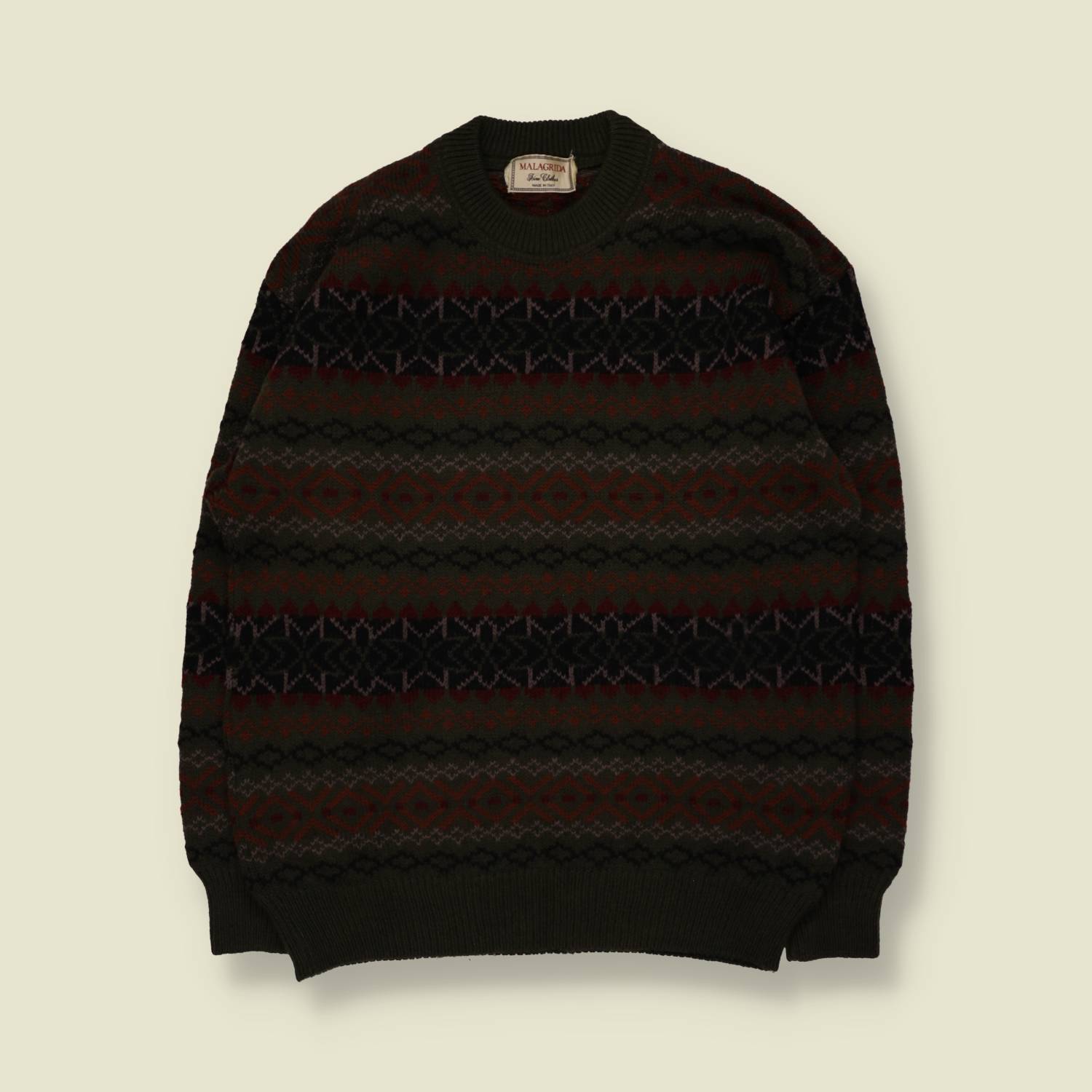 1980s | Malagrida | Fair Isle Jumper | Green Multi - M